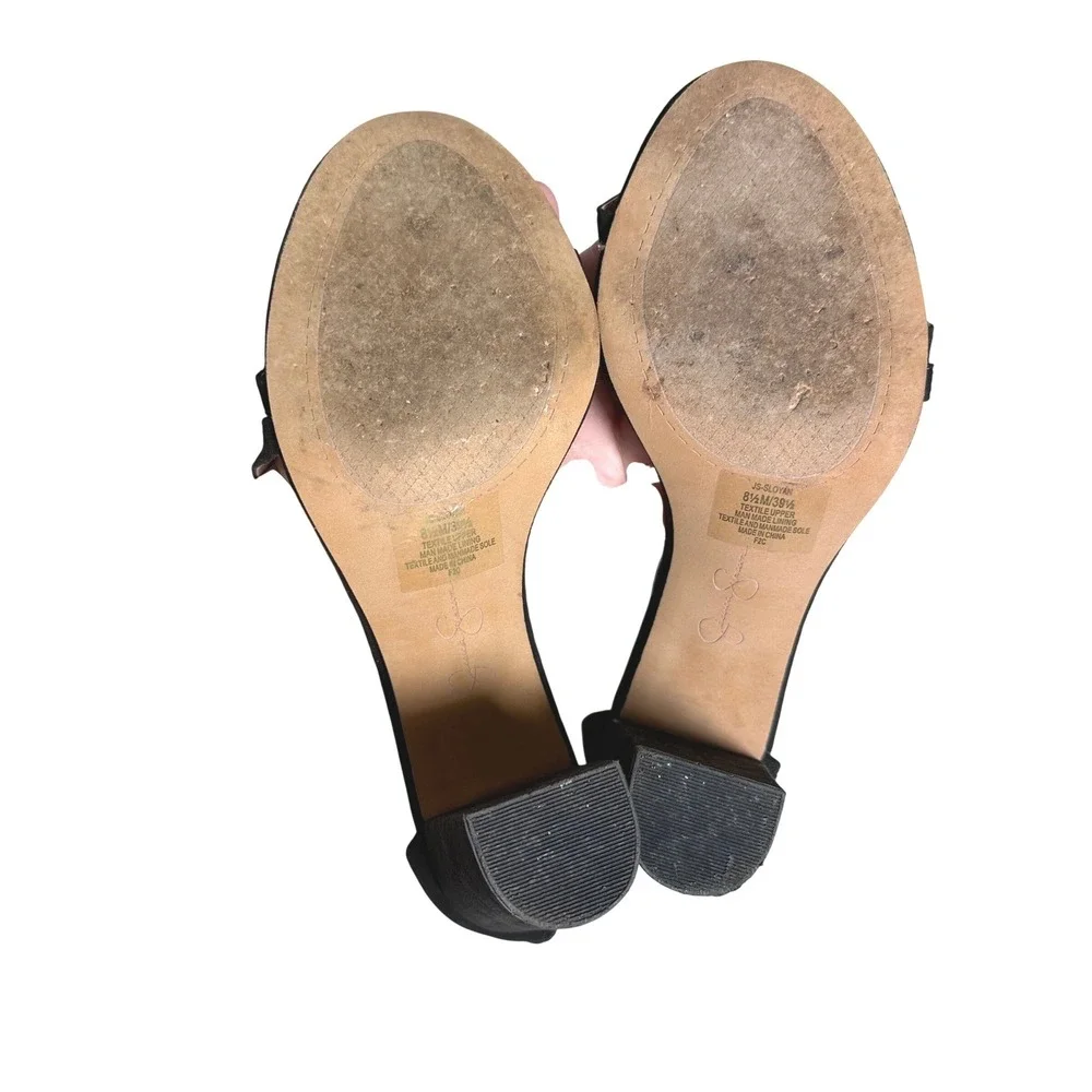 Jessica Simpson Sloyan Black Strappy Block Heel Sandals Back Zip Womens 8.5 M